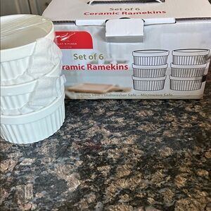 CHALET KITCHEN CERAMIC RAMEKINS SET OF 6 NWT